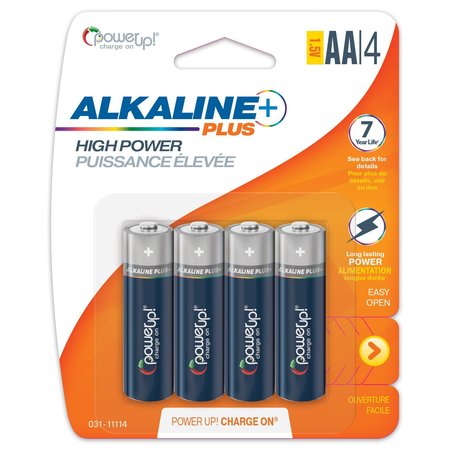 POWER UP! Batteries Alkaline Plus AA, PK 4 031-11114